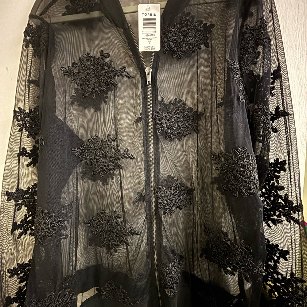 Torrid Black Sheer Embroidered Jacket